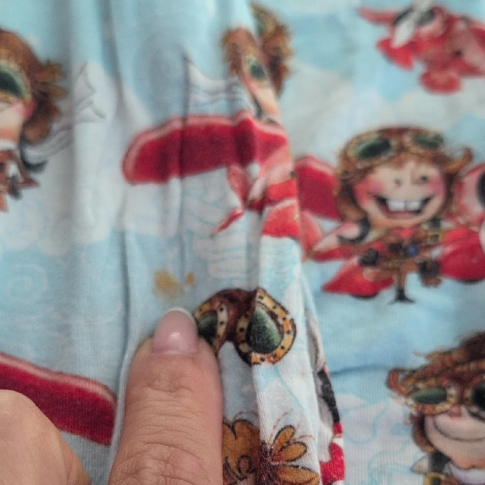 Posh Peanut Light Blue & Pink Cartoon Plane Pajama Top